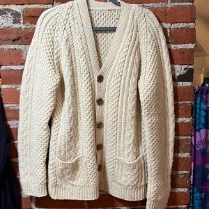 Wool handmade cable knit cardigan